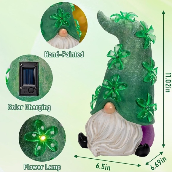 Other - Garden Gnome with Green solar LED Hat